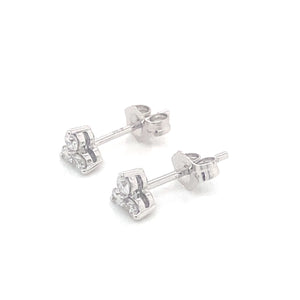 14K White Gold Diamond Trinity Stud Earrings