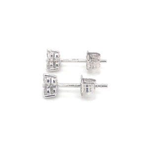 14K White Gold Diamond Trinity Stud Earrings