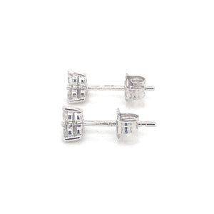 14K White Gold Diamond Trinity Stud Earrings