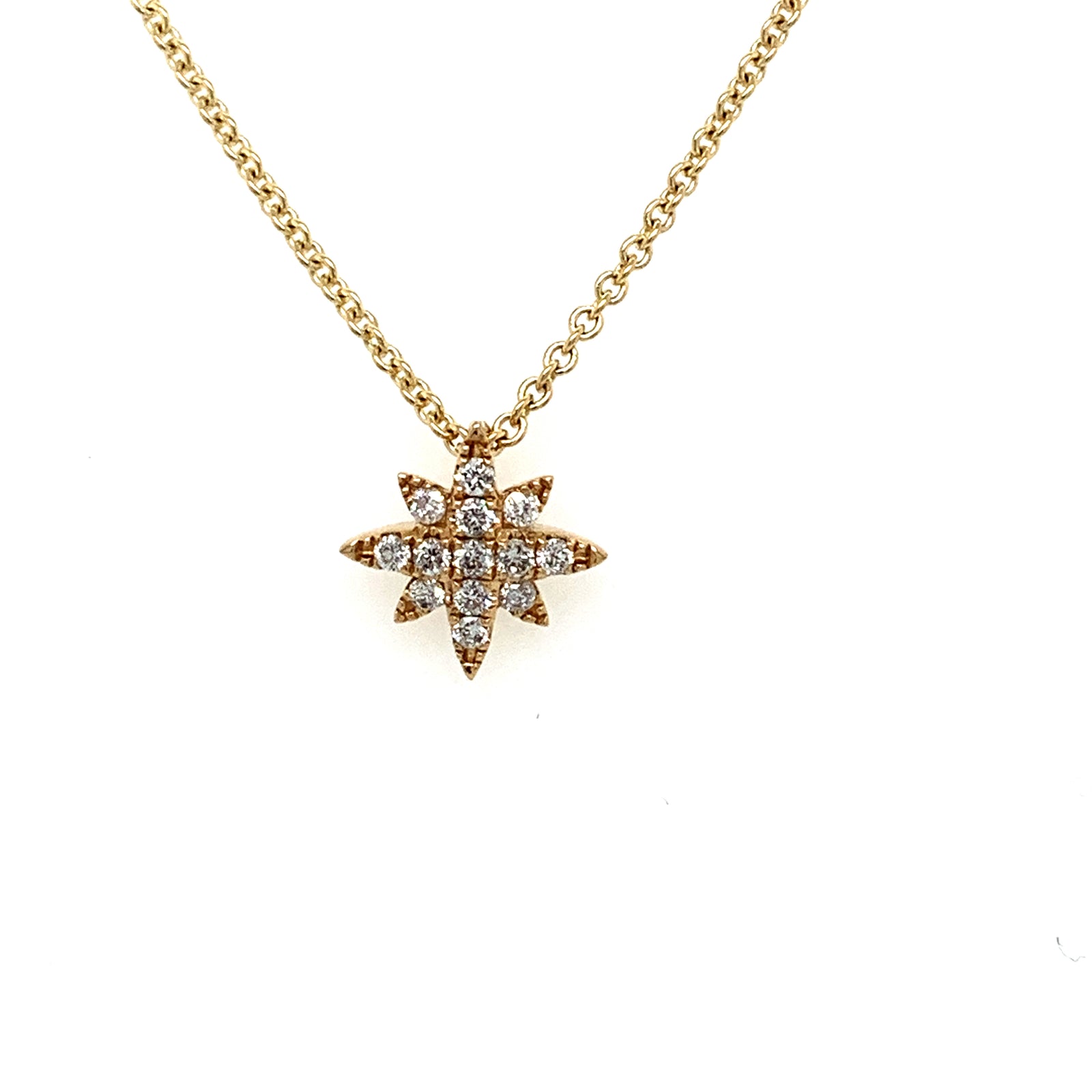 14K Yellow Gold Diamond Starburst Necklace