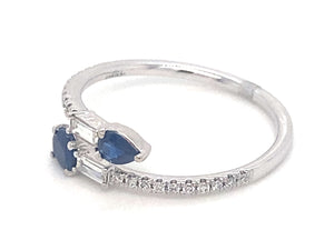 14K White Gold Blue Sapphire And Diamond Ring
