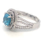 18K White Gold Blue Zircon Double Halo Diamond Ring