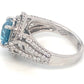18K White Gold Blue Zircon Double Halo Diamond Ring