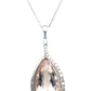 18K Rose And White Gold Morganite And Diamond Pear Shape Halo Pendant