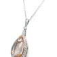 18K Rose And White Gold Morganite And Diamond Pear Shape Halo Pendant