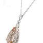 18K Rose And White Gold Morganite And Diamond Pear Shape Halo Pendant