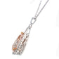 18K Rose And White Gold Morganite And Diamond Pear Shape Halo Pendant
