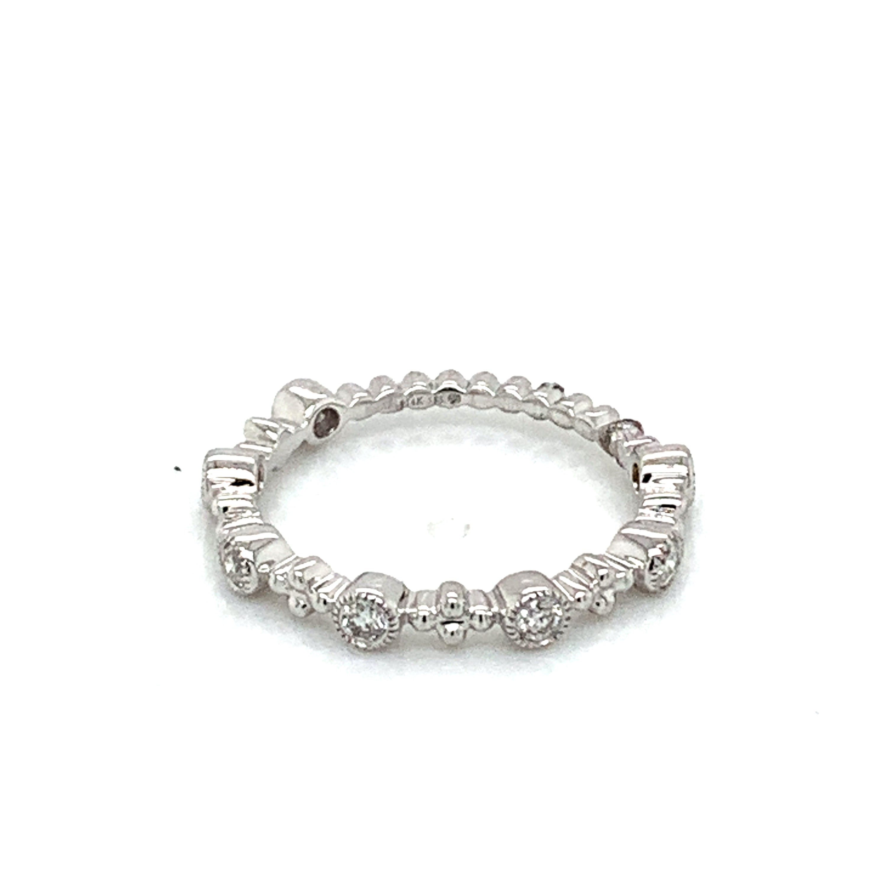 14K White Gold Stackable Bezel Set Diamond Band Ring