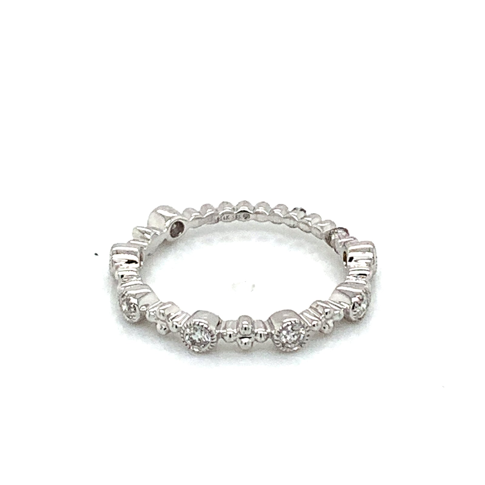 14K White Gold Stackable Bezel Set Diamond Band Ring