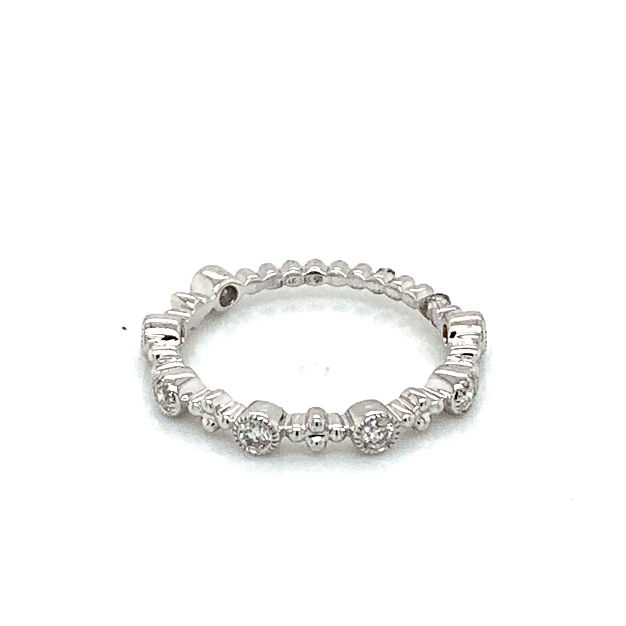 14K White Gold Stackable Bezel Set Diamond Band Ring