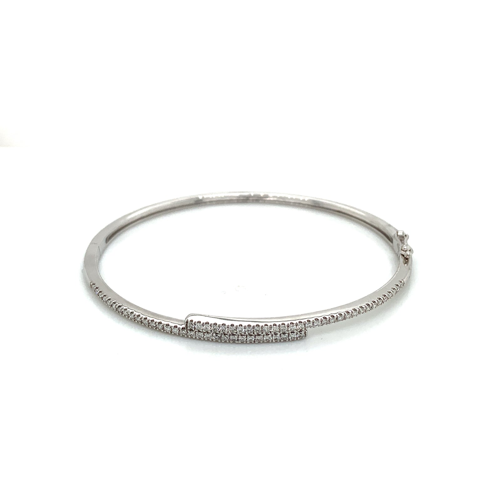 18K White Gold Bypass Diamond Bangle Bracelet
