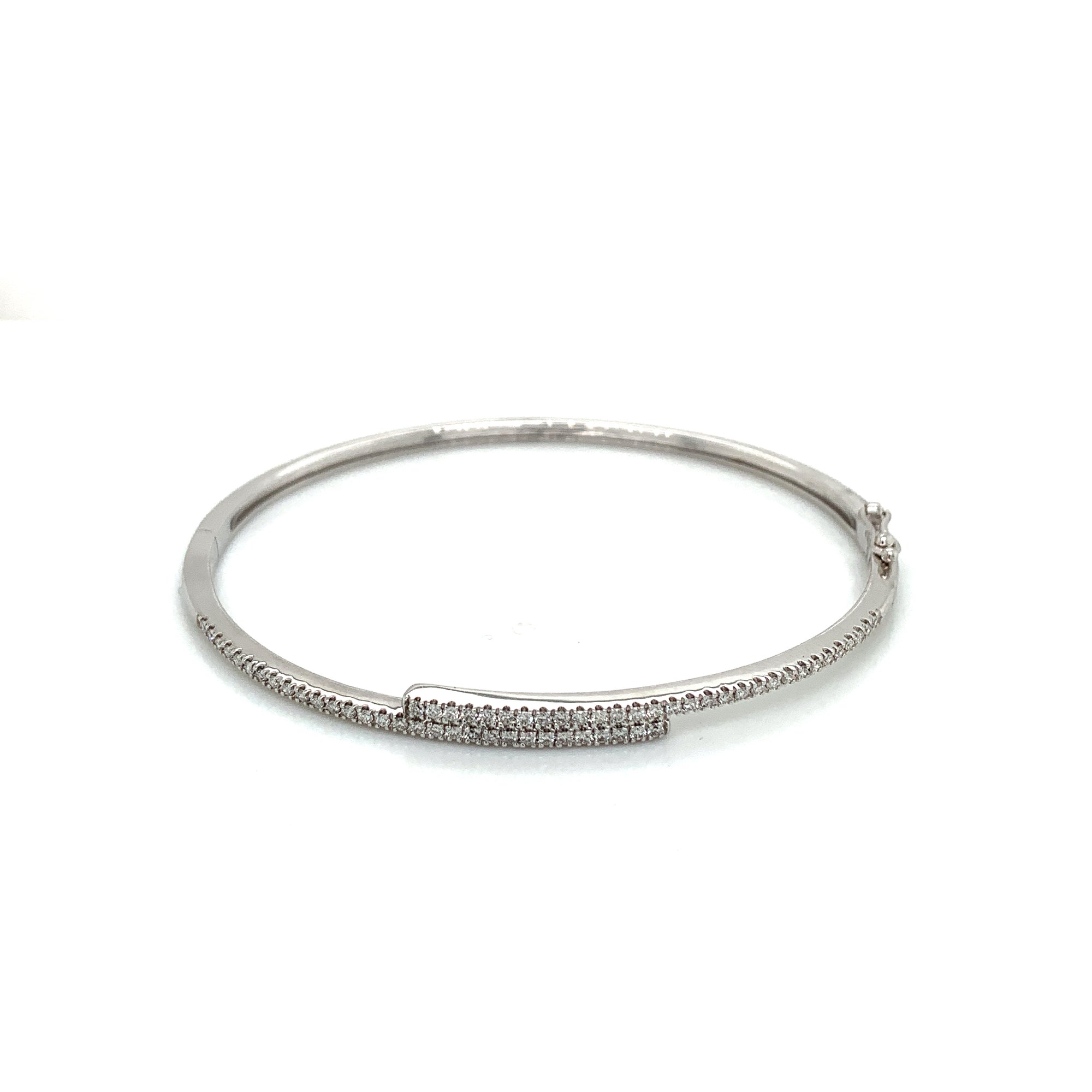 18K White Gold Bypass Diamond Bangle Bracelet