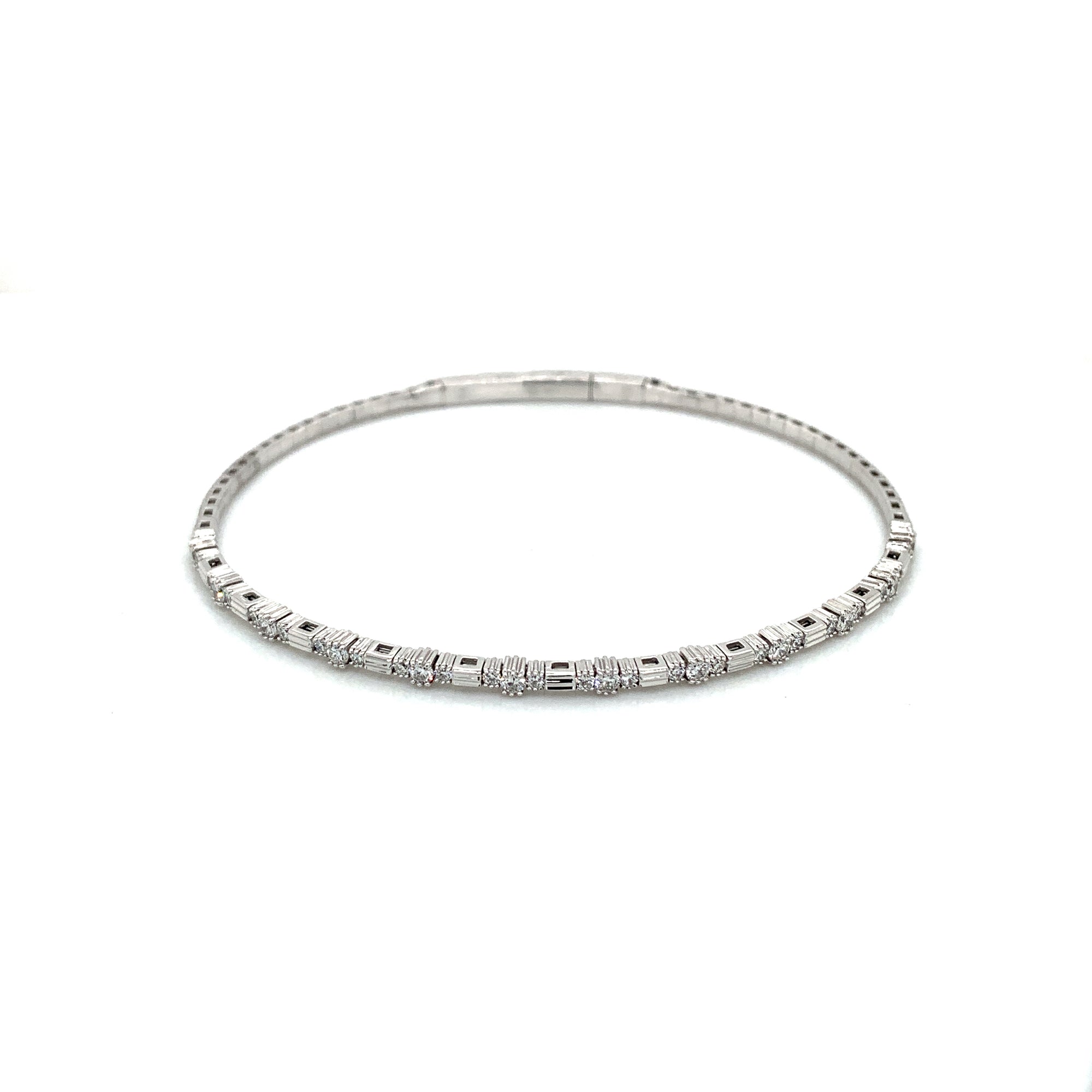 14K White Gold Diamond Halfway Bangle Bracelet