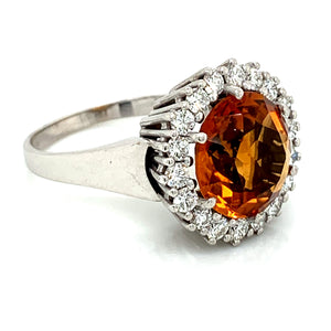 18K White Gold Madeira Citrine & Diamond Cocktail Ring
