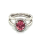 14K White Gold Oval Pink Tourmaline Diamond Halo Ring