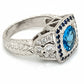 18K White Gold Swiss Blue Topaz, Sapphire & Diamond Vintage Inspired Ring