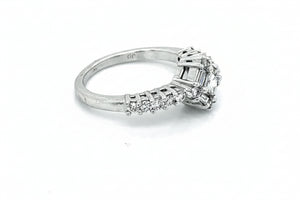 14K White Gold Diamond Square Cluster Ring