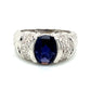14K White Gold Oval Iolite & Pave Diamond Ring