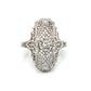 14K White Gold Vintage Inspired Diamond Shield Ring