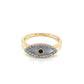 14K Yellow Gold Watching Eye Mother Of Pearl Diamond & Sapphire Ring