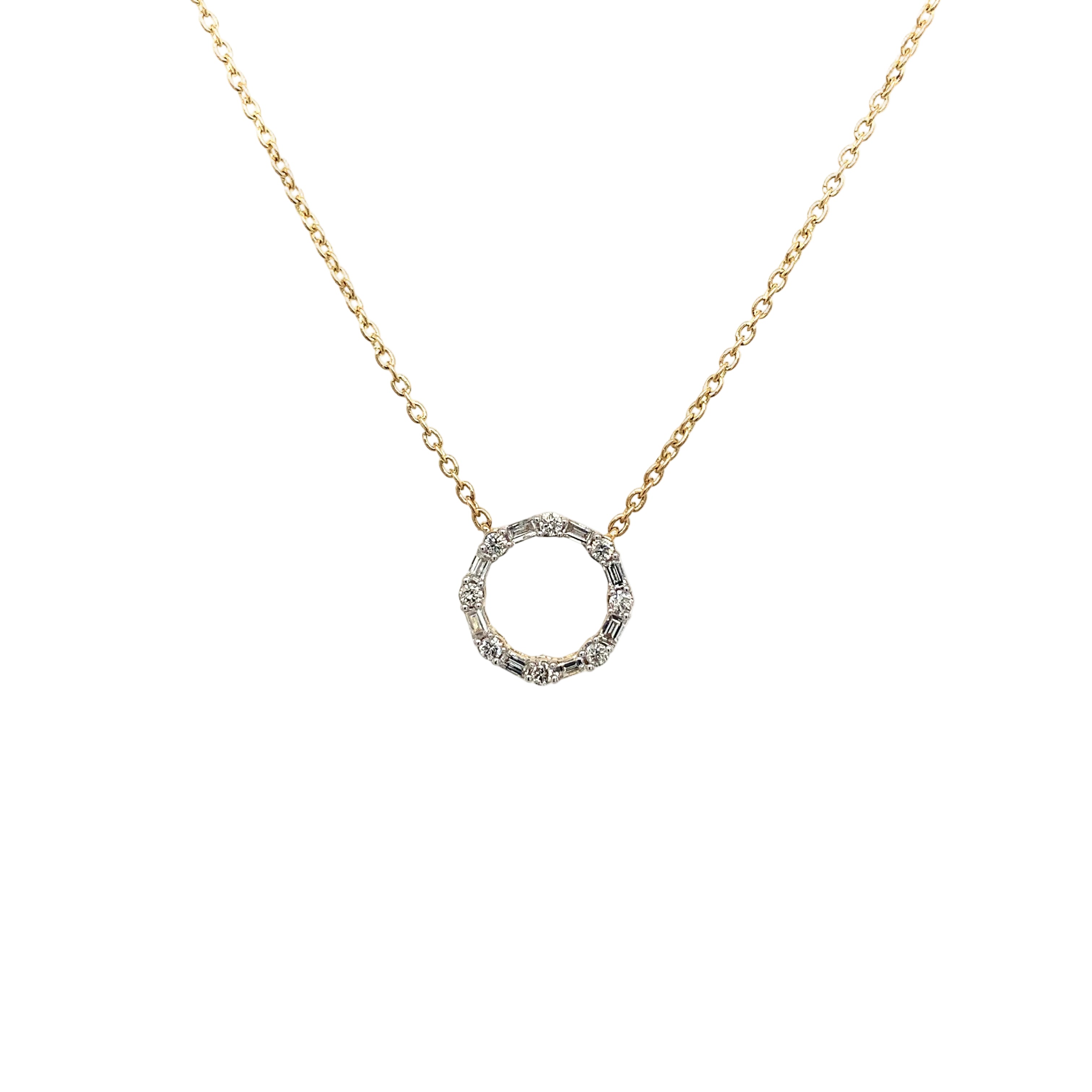 14K Yellow Gold Diamond Circle Necklace