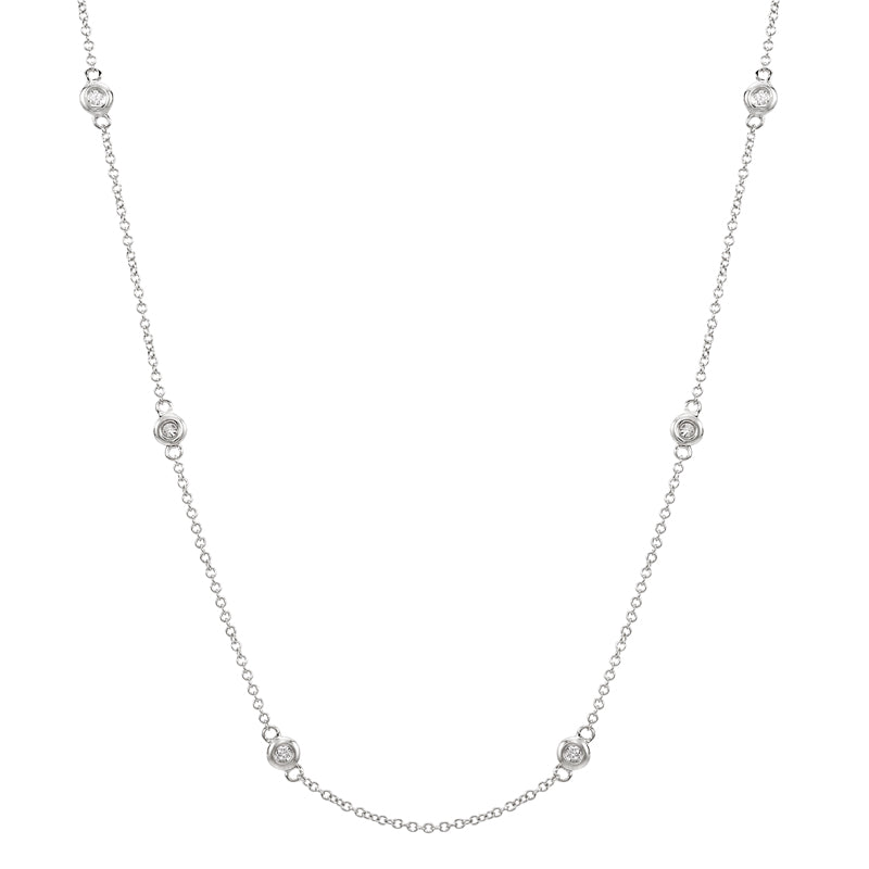 14K White Gold Diamond By The Yard Necklace