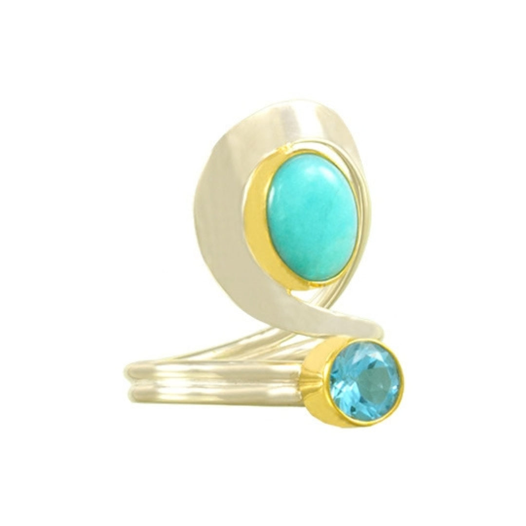 Michou Sterling Silver & 22K Gold Vermeil Amazonite and Topaz Ring