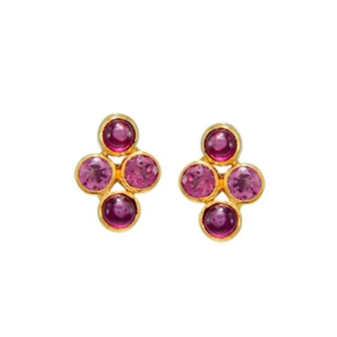 Sterling Silver & 22K Gold Vermeil Rhodolite Garnet Stud Earrings
