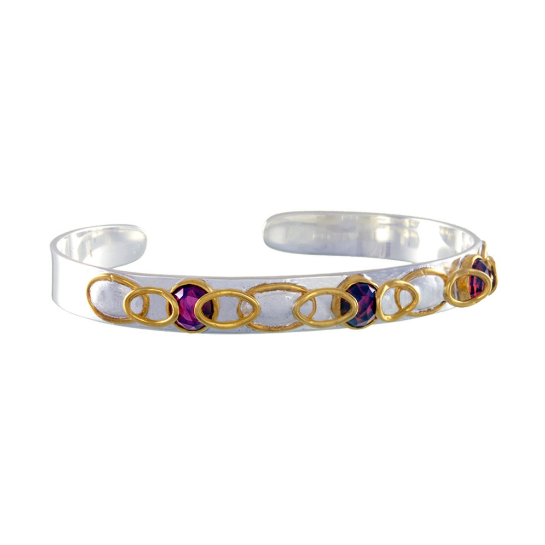 Michou Sterling Silver Rhodolite Garnet Cuff Bracelet