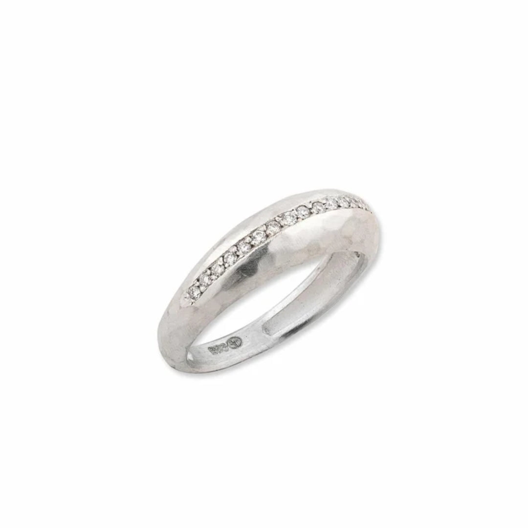 Lika Behar "Boogie Line" Sterling Silver Diamond Band Ring