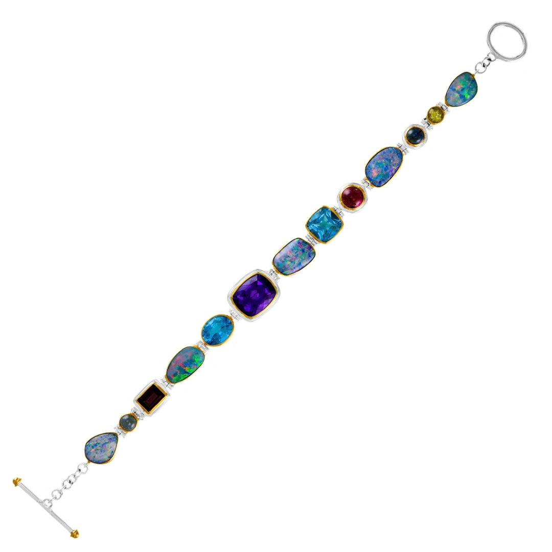Michou Sterling Silver & 22K Gold Vermeil Bracelet with Multi-Color Gemstones