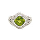 14K White Gold Bezel Set Peridot & Diamond Ring