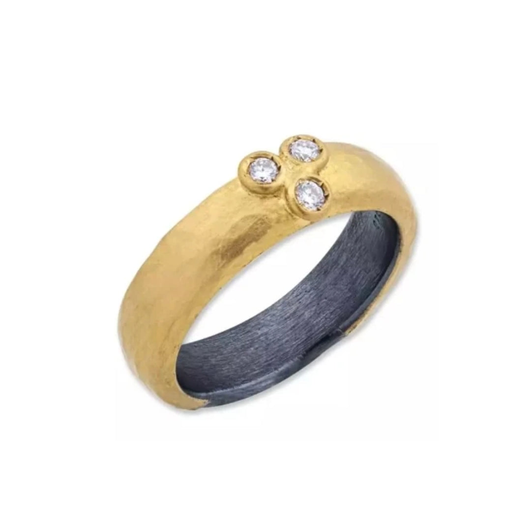 Lika Behar 24K Gold & Oxidized Sterling Silver "Random Walk" Diamond Band Ring