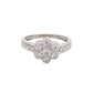 18K White Gold Diamond Flower Design Ring with Milgrain Edges
