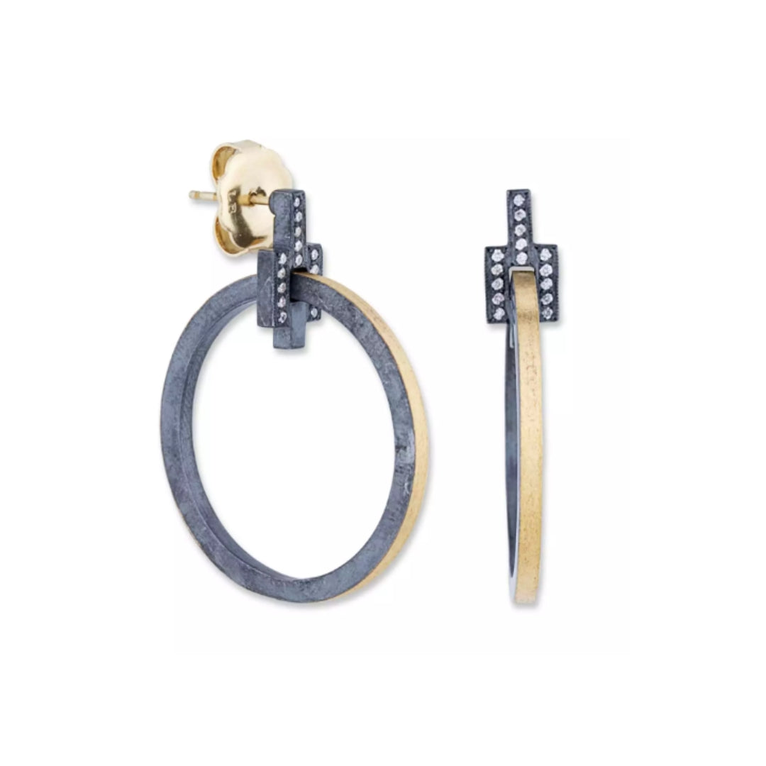 Lika Behar 24K Fusion Gold & Oxidized Silver Diamond "Deck" Earrings