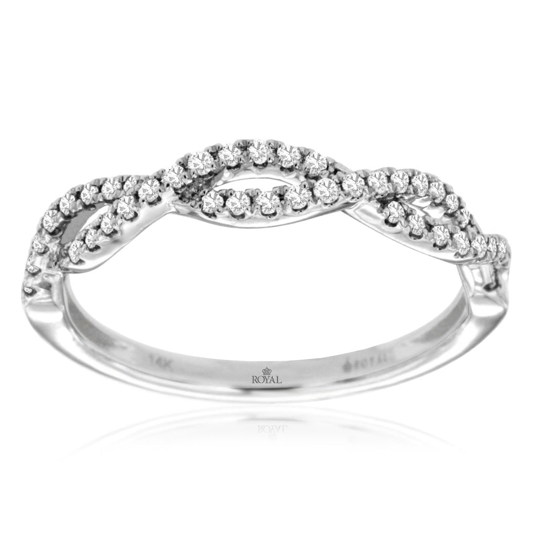 14K White Gold Diamond Infinity Twist Ring