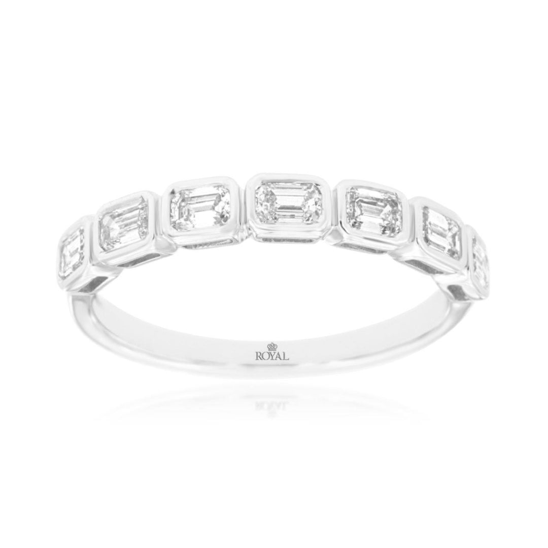 14K White Gold Emerald Cut Diamond Wedding Ring