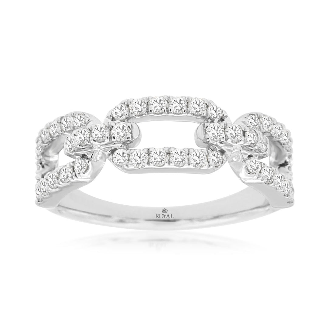 14K White Gold Open Link Diamond Ring