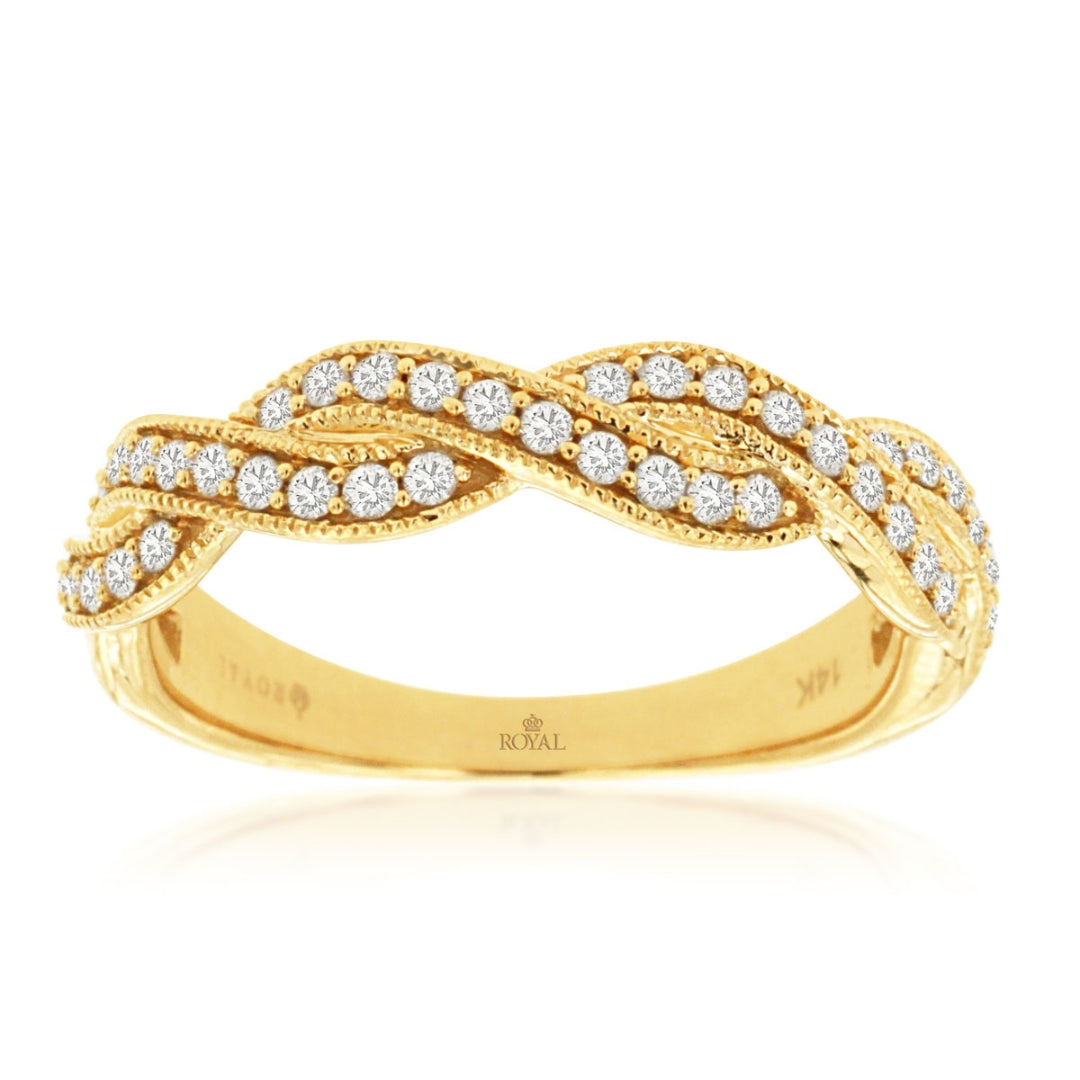 14K Yellow Gold Diamond Twist Ring