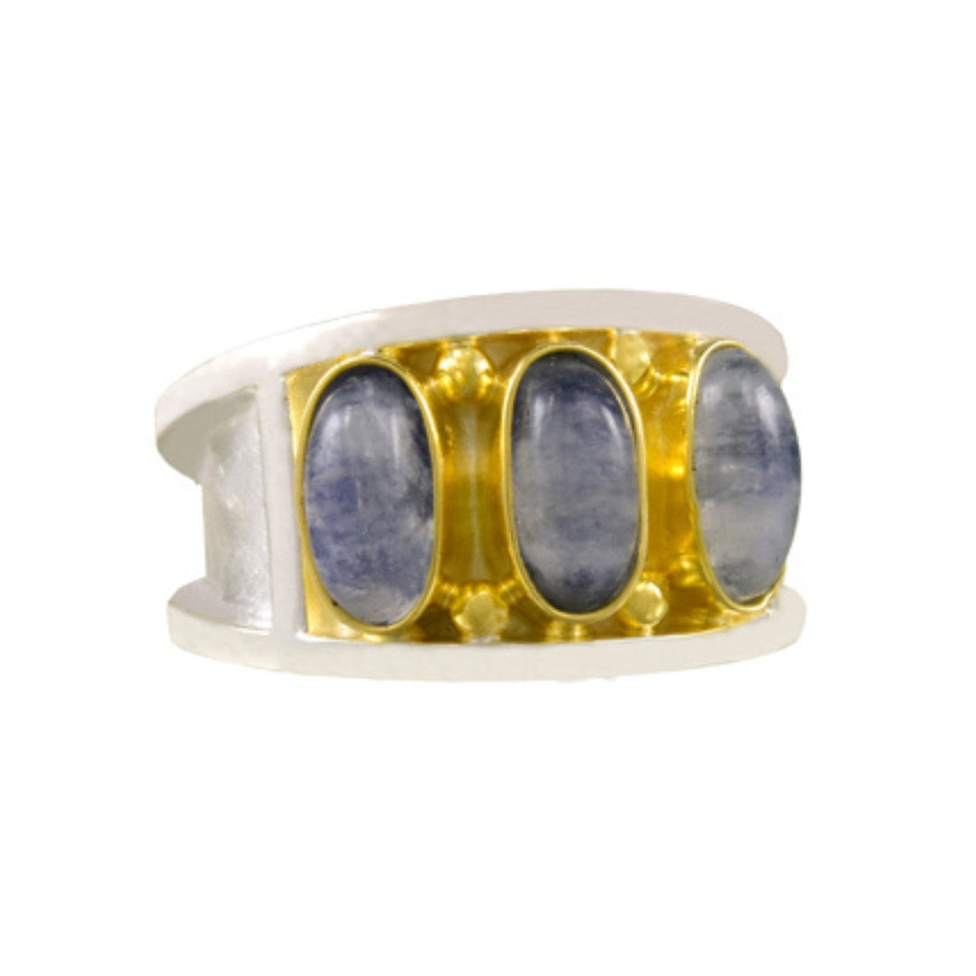 Michou Sterling Silver & 22K Gold Vermeil Painted Rainbow Moonstone Ring