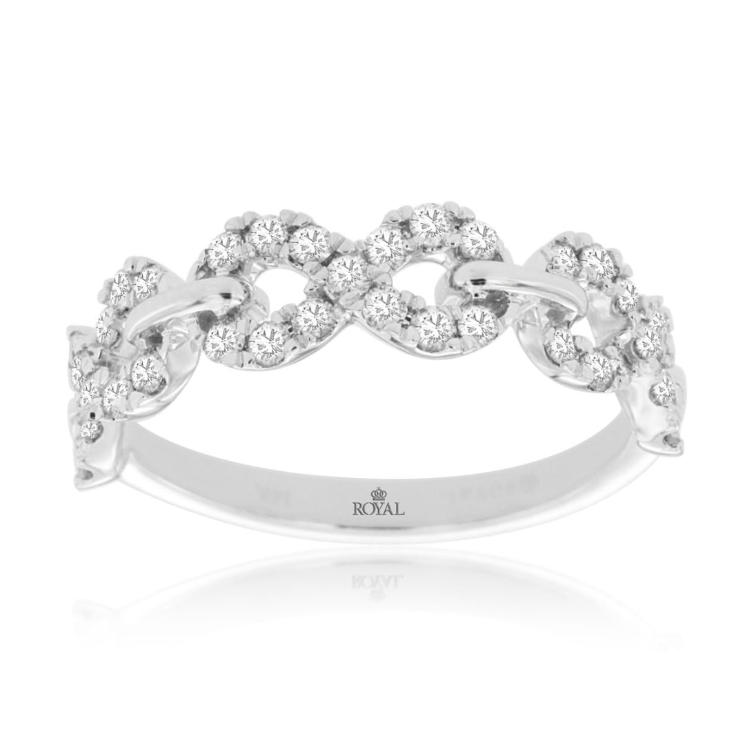 14K White Gold Diamond Infinity Link Ring