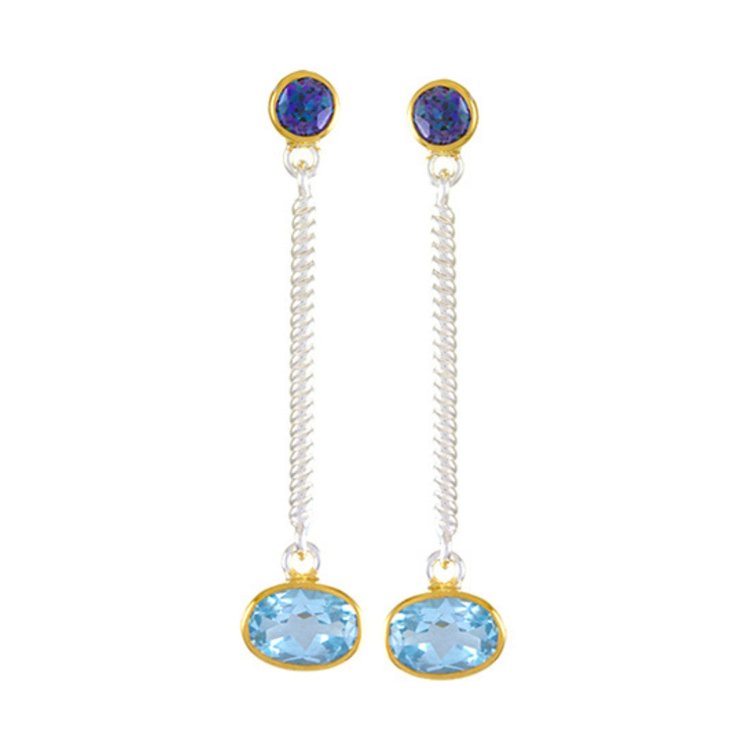 Michou Sterling Silver & 22K Gold Vermeil Topaz Drop Earring