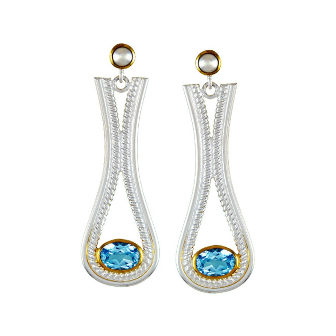 Michou Sterling Silver & 22K Gold Vermeil Blue Topaz Earrings