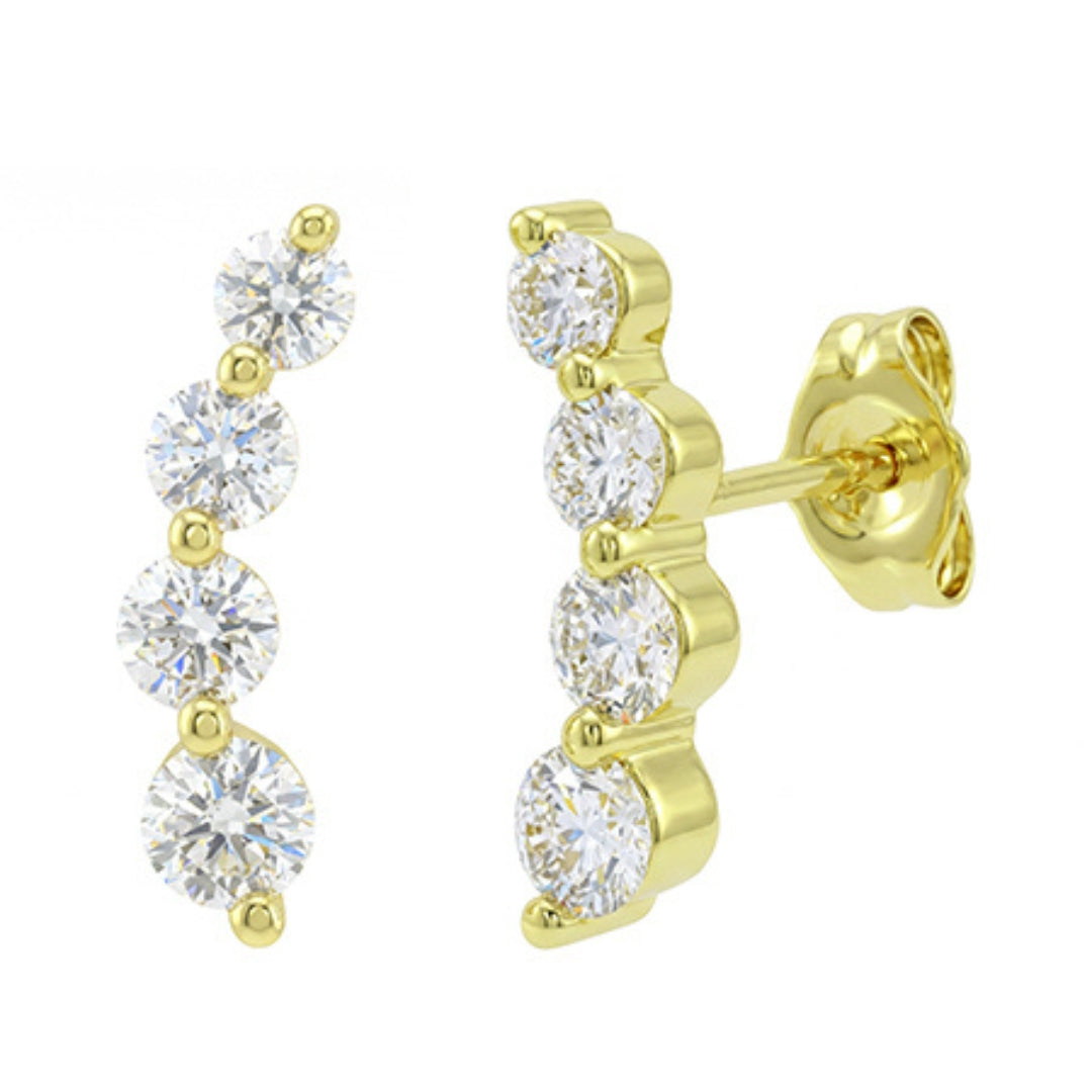 14K Yellow Gold Diamond Climber Earrings