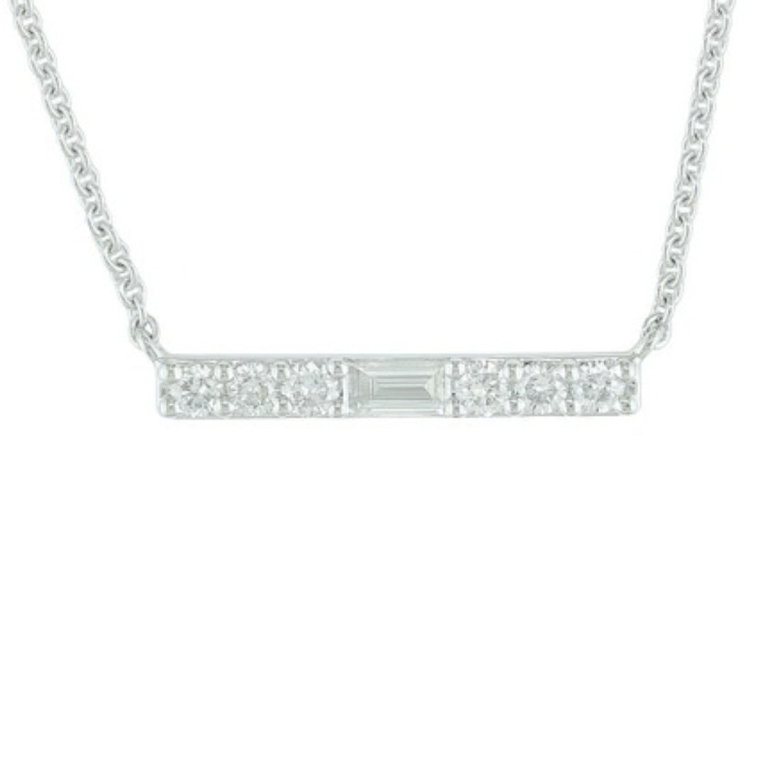 14K White Gold Diamond Bar Necklace