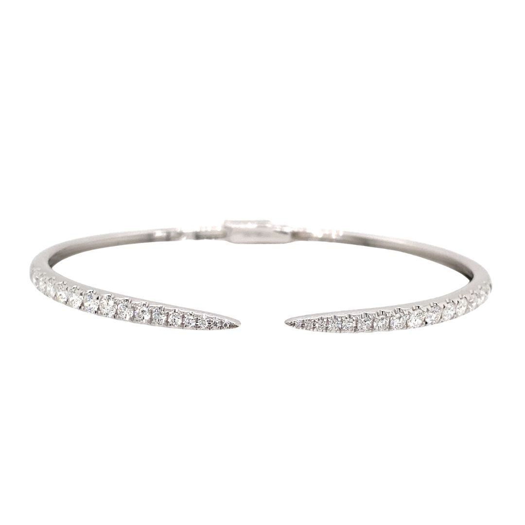 14K White Gold Diamond Graduated Cuff Bracelet