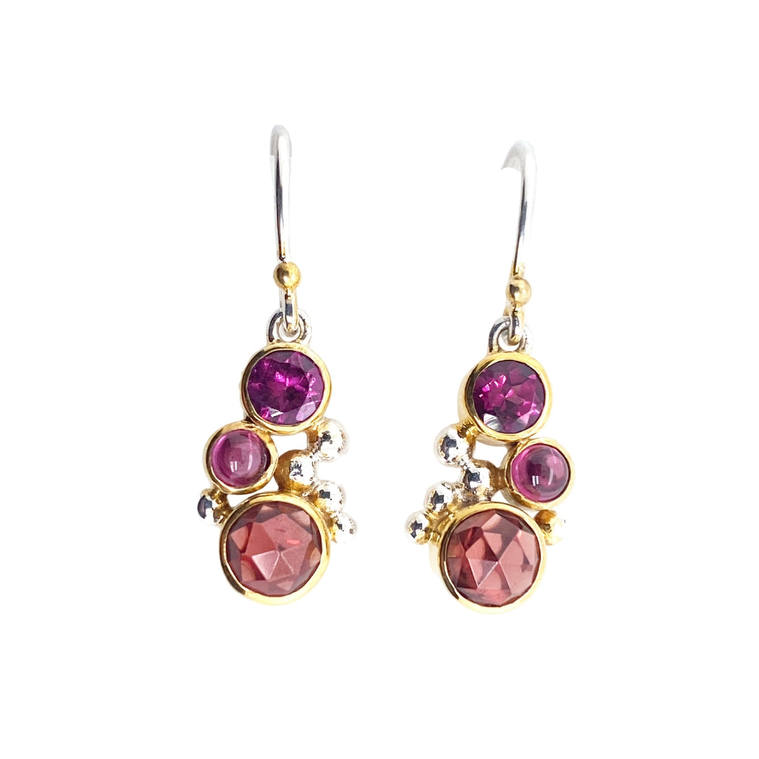 Sterling Silver & 22K Gold Vermeil Multi-Color Garnet Drop Earrings
