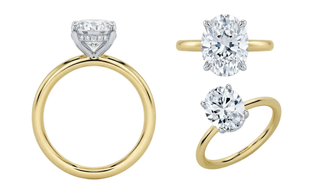 Sylvie 14K Yellow & White Gold Oval Hidden Halo Engagement Ring
