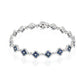 14K White Gold Sapphire & Diamond Clover Design Tennis Bracelet