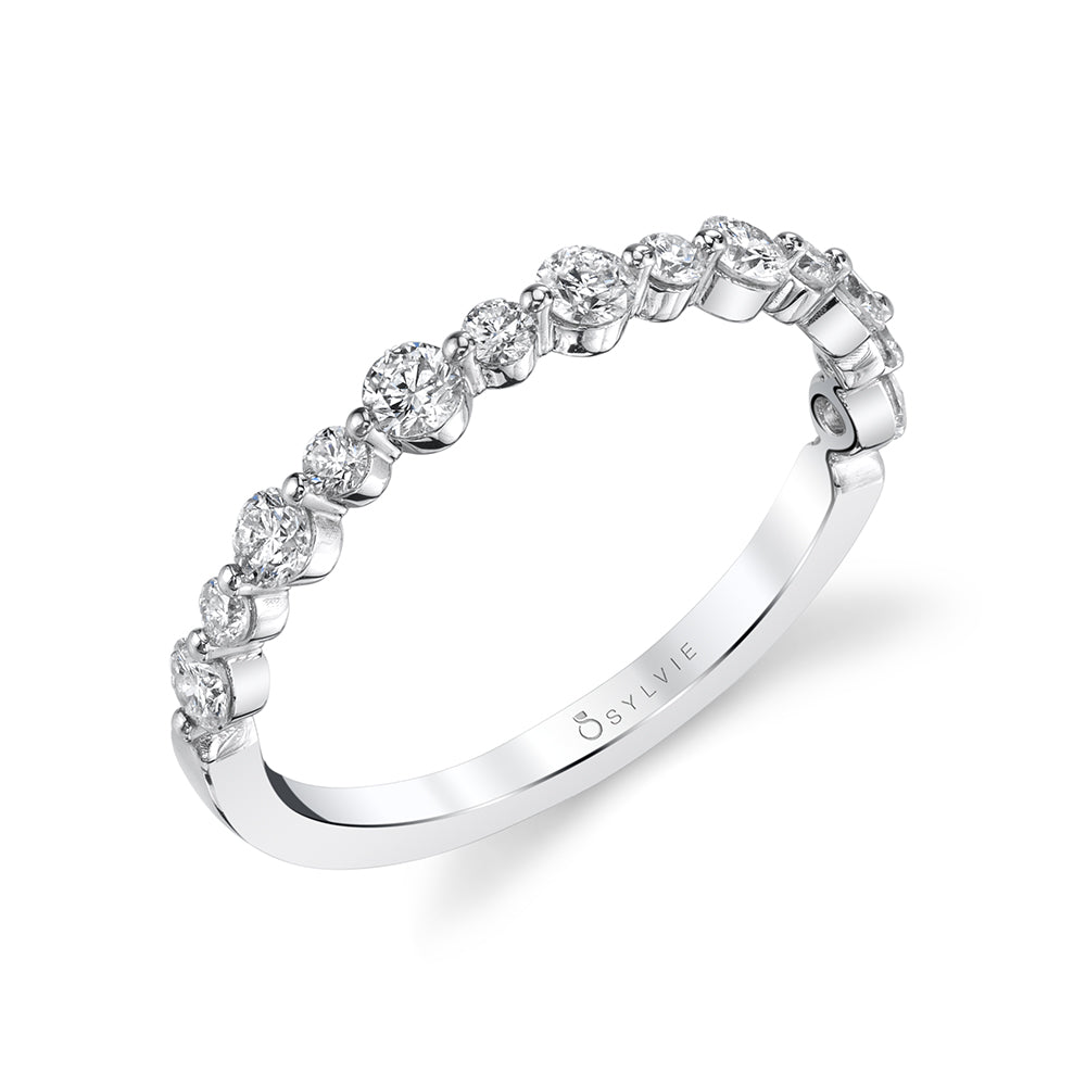 Sylvie 14K White Gold Diamond Single Prong Wedding Band